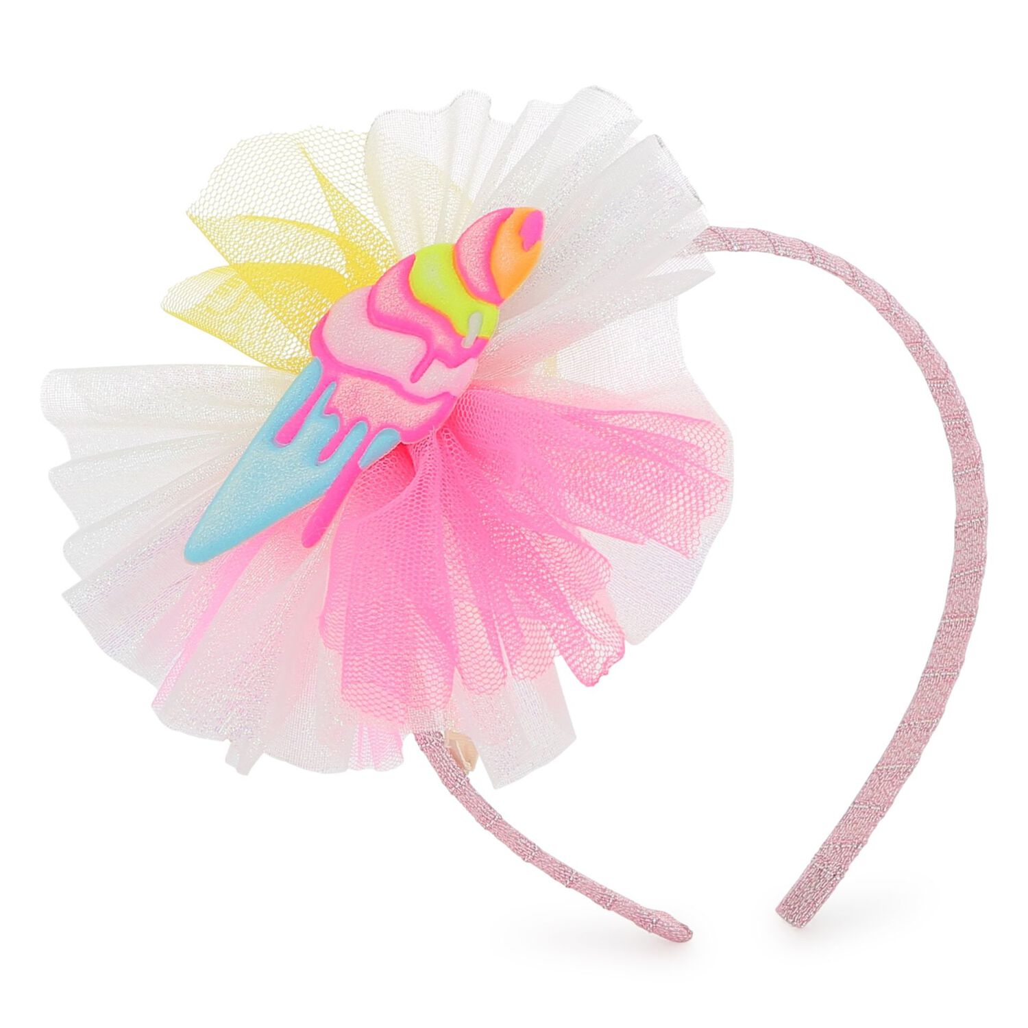 Girls Pink Tulle Ice Cream Headband, 1, hi-res
