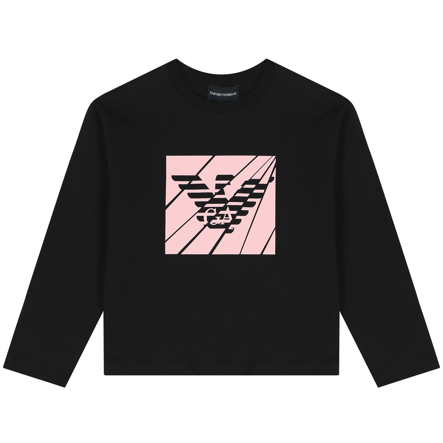 Girls Black & Pink Logo Long Sleeve Top , 1, hi-res image number null