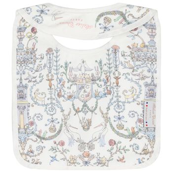 Ivory & Blue Toile de Jouy Baby Bib