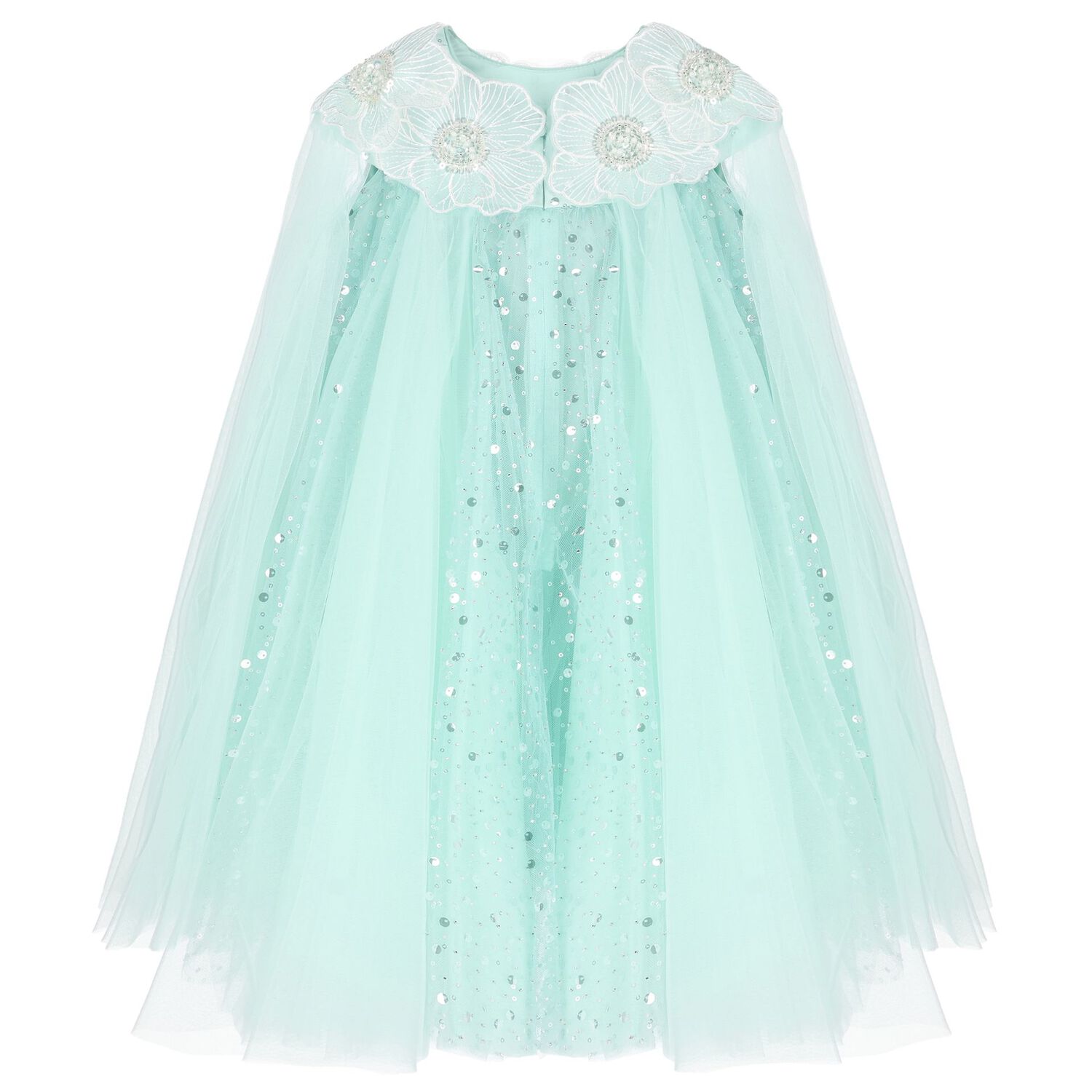 Girls Green Sequin Tulle Dress, 1, hi-res image number null