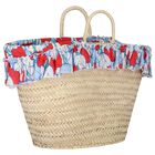 Girls Beige Floral Beach Bag, 1, hi-res