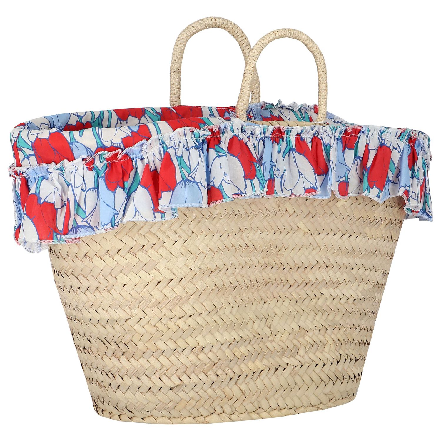 Girls Beige Floral Beach Bag, 1, hi-res