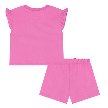 Girls Pink Logo Shorts Set