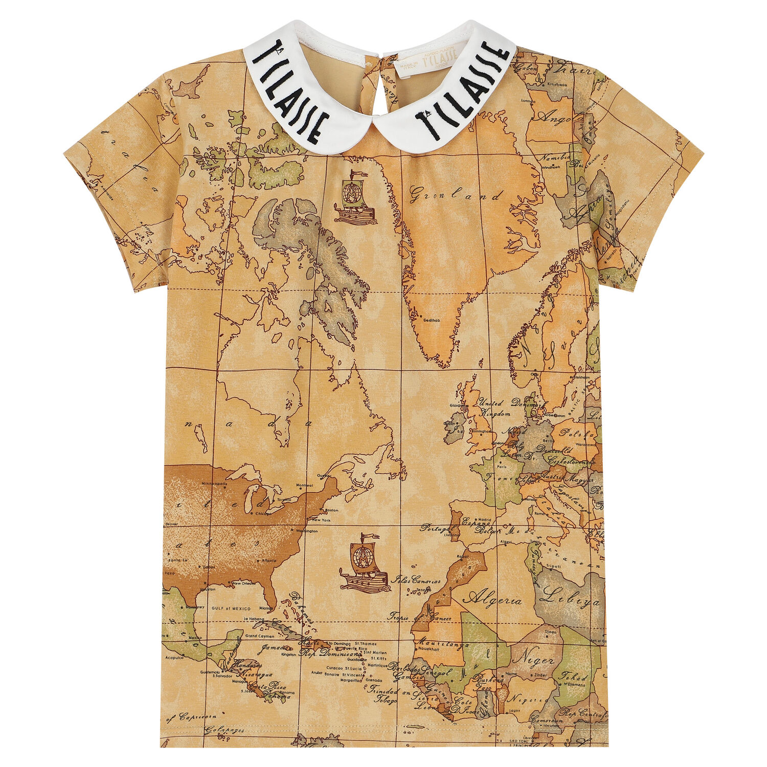 Girls Beige Geo Map T-Shirt, 1, hi-res