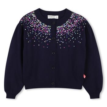 Girls Navy Blue Sequin Knitted Cardigan