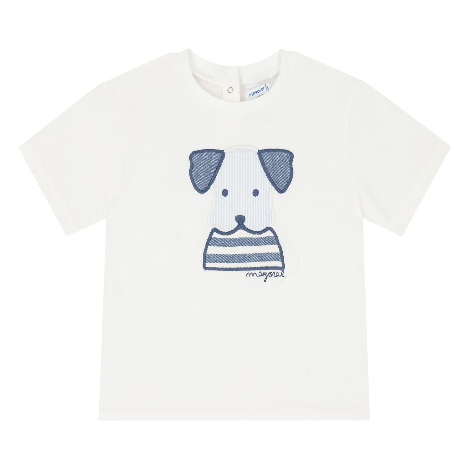 Younger Boys White & Blue Puppy Shorts Set, 1, hi-res