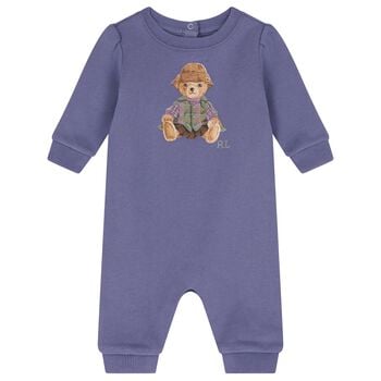 Baby Girls Purple Polo Bear Romper
