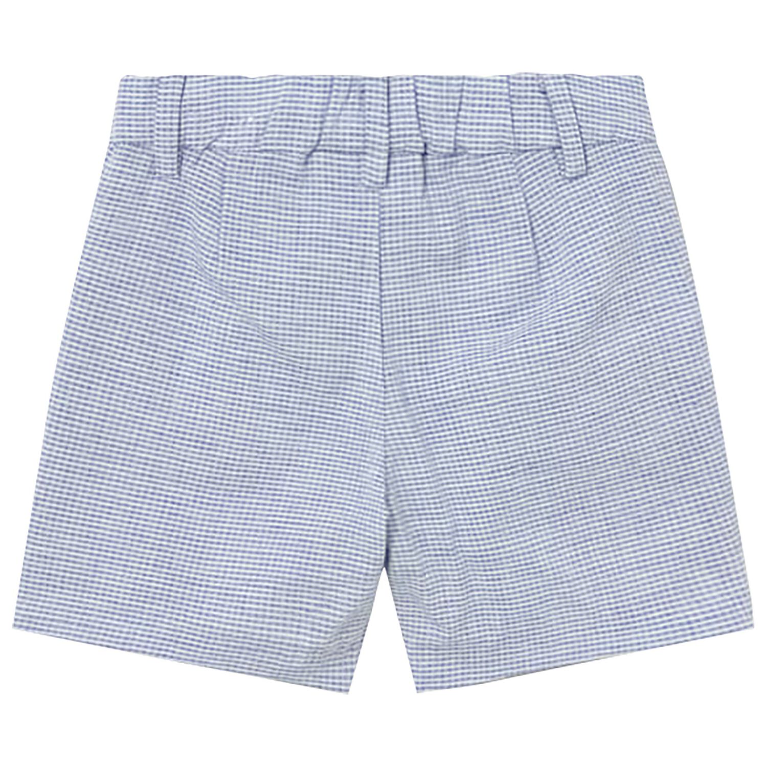 Younger Boys Blue & White Gingham Shorts, 2, hi-res