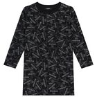 Girls Black & White Logo Dress, 1, hi-res