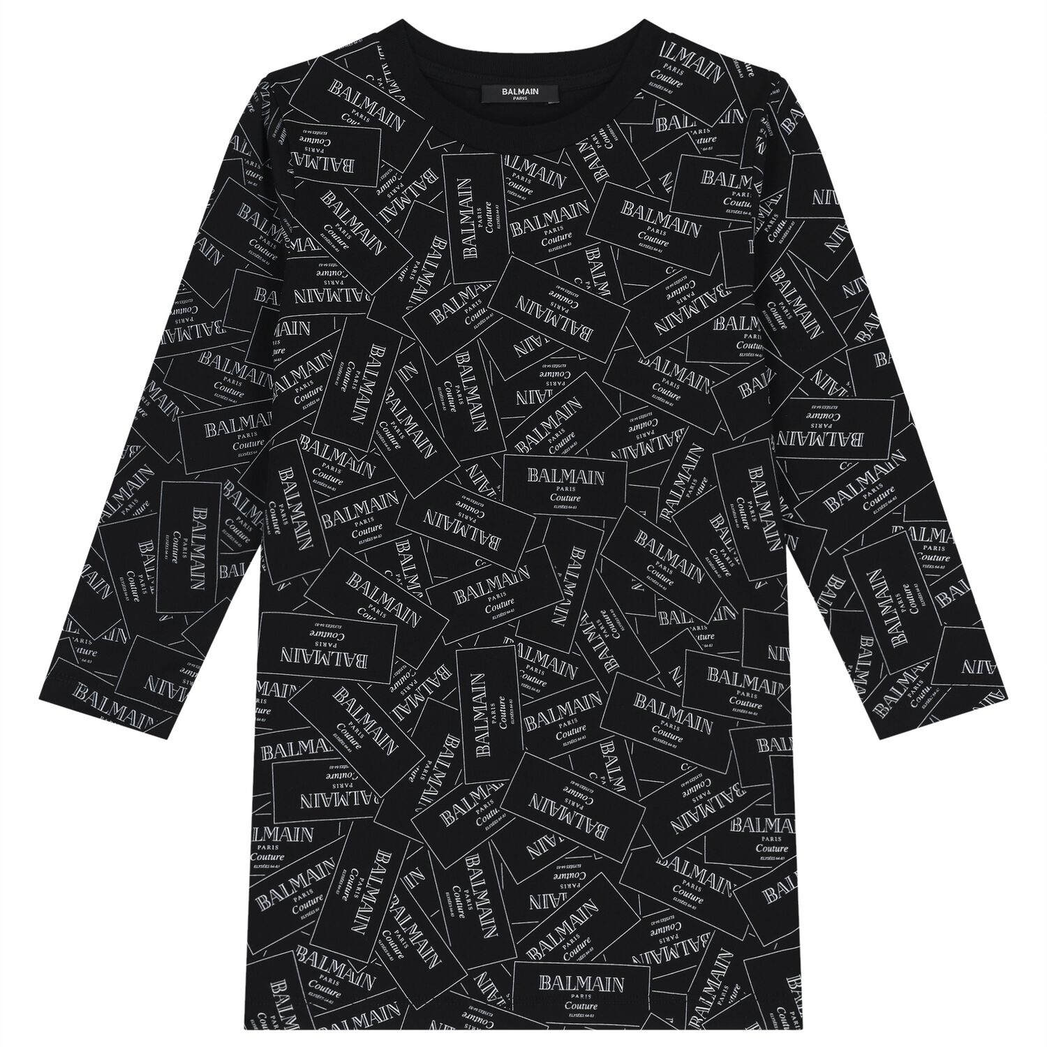 Girls Black & White Logo Dress, 1, hi-res