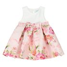 Younger Girls White & Pink Floral Satin Dress, 1, hi-res