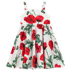 Girls White Poppy Dress, 1, hi-res