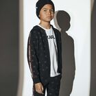 Boys Black Logo Zip Up Top, 1, hi-res