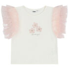 Girls Ivory Top & Pink Tulle Skirt Set, 10, hi-res