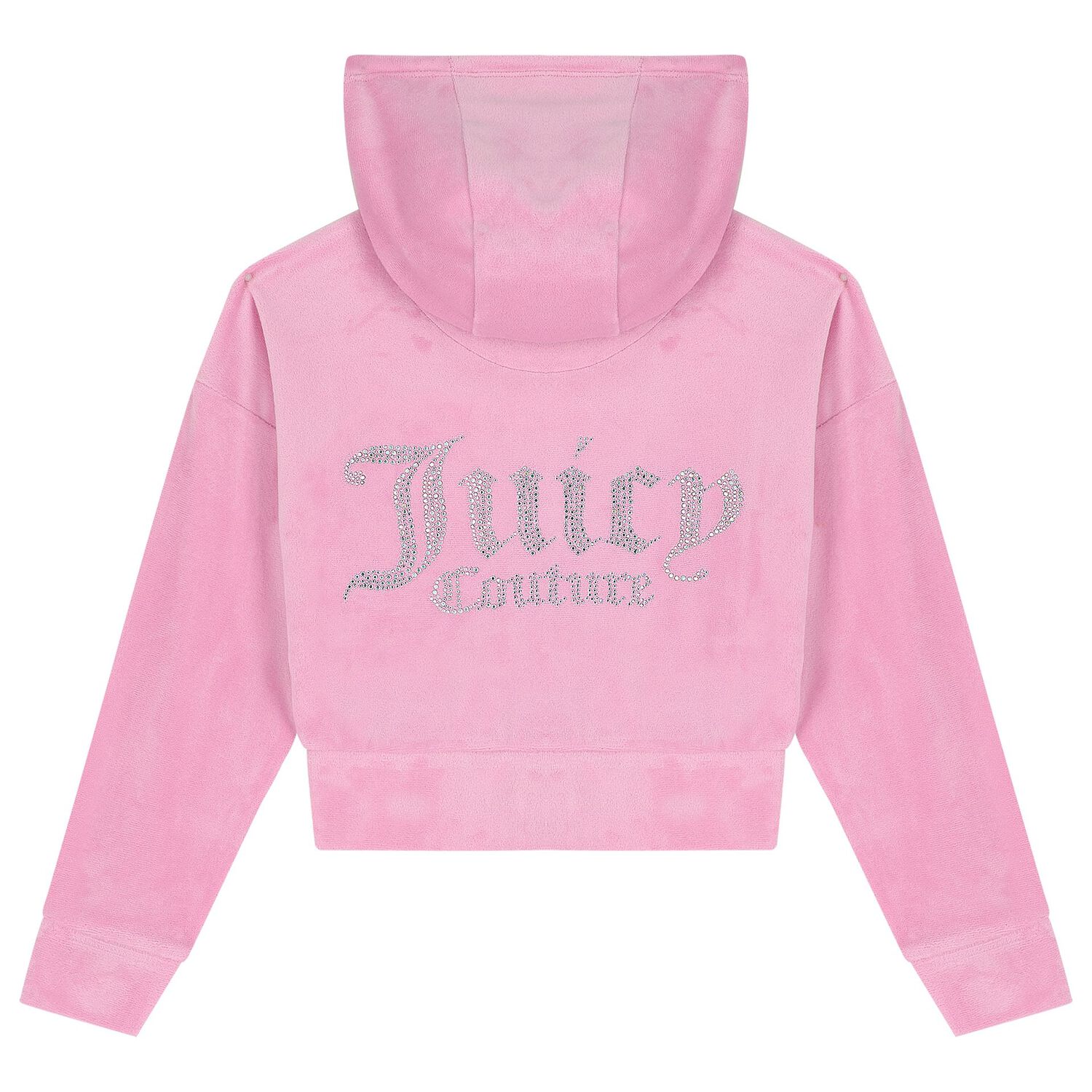 Girls Pink Crystal Embellished Diamant&eacute; Logo Hooded Zip Up Top, 1, hi-res