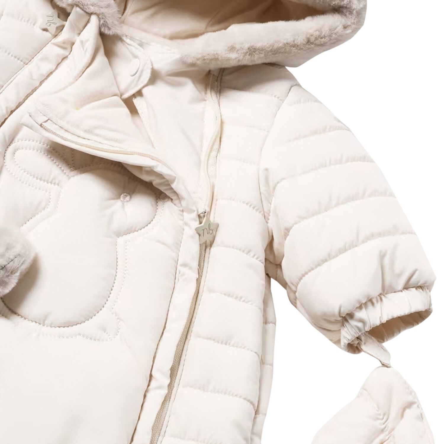 Beige Logo Snowsuit, 1, hi-res