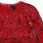 Girls Red Bow Lattice Sequin Cape Dress, 2, hi-res