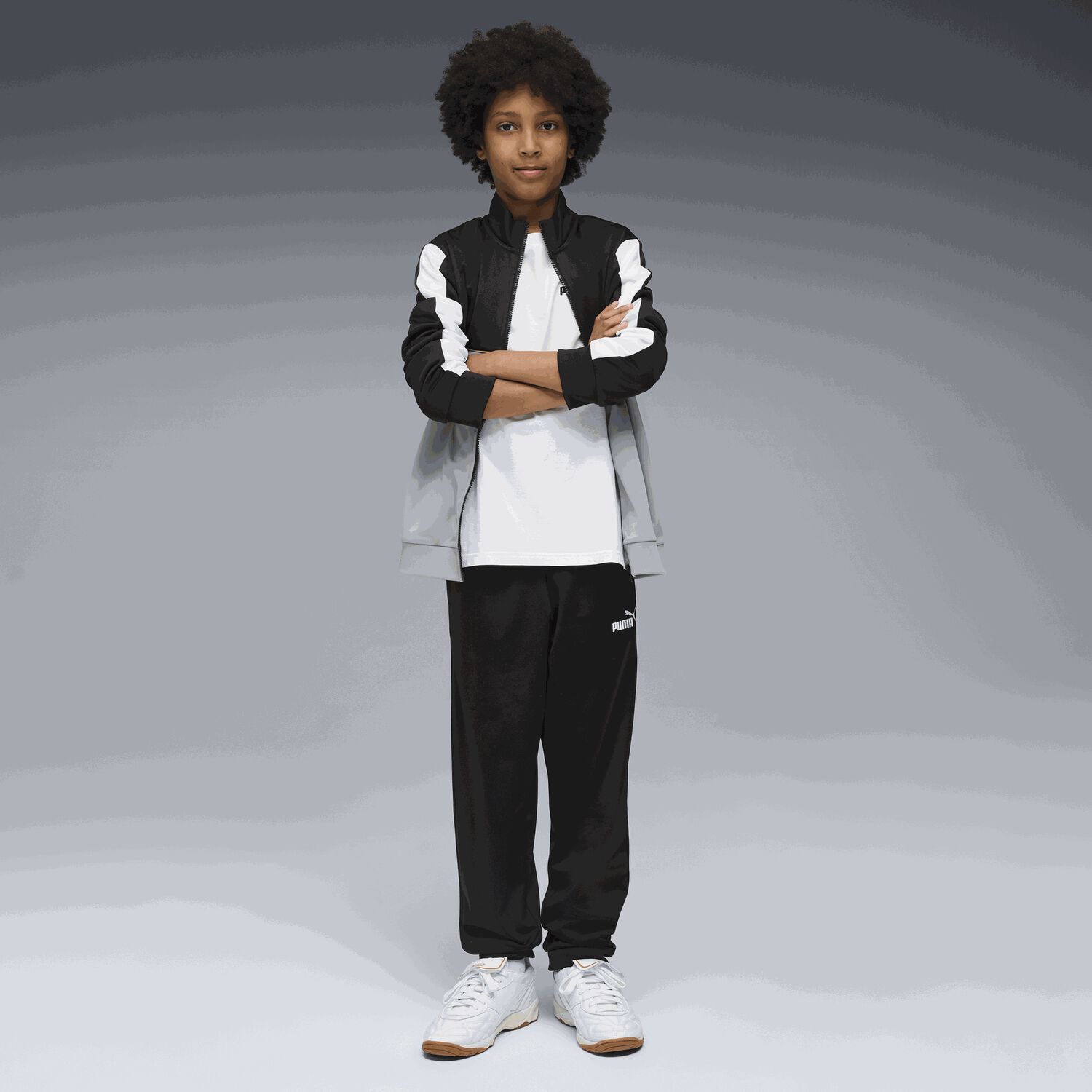 Boys Black & Grey Logo Tracksuit, 1, hi-res