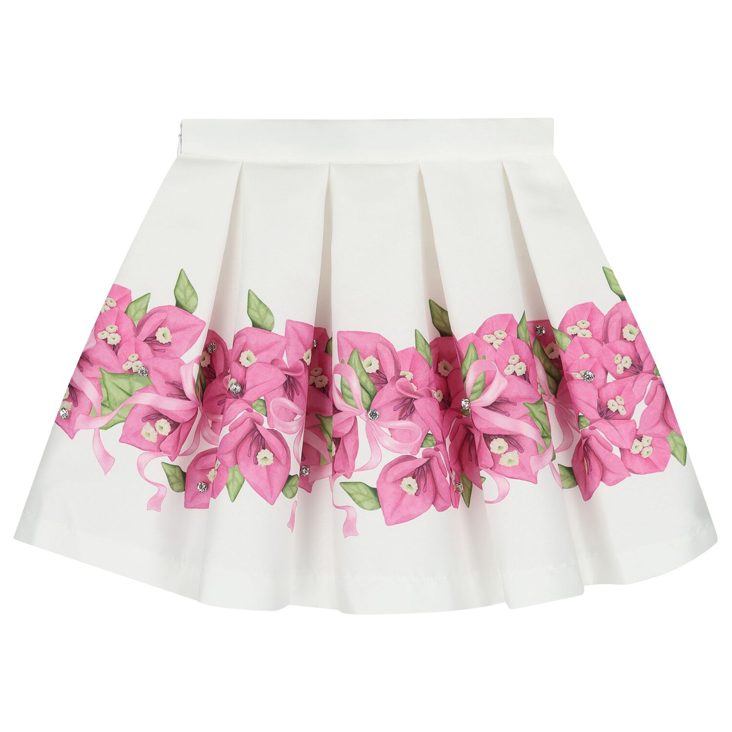 Girls Pink & White Floral Skirt Set, 2, hi-res