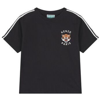 KENZO KIDS Black Tiger Logo T-Shirt, 1 Black Tiger Logo T-Shirt