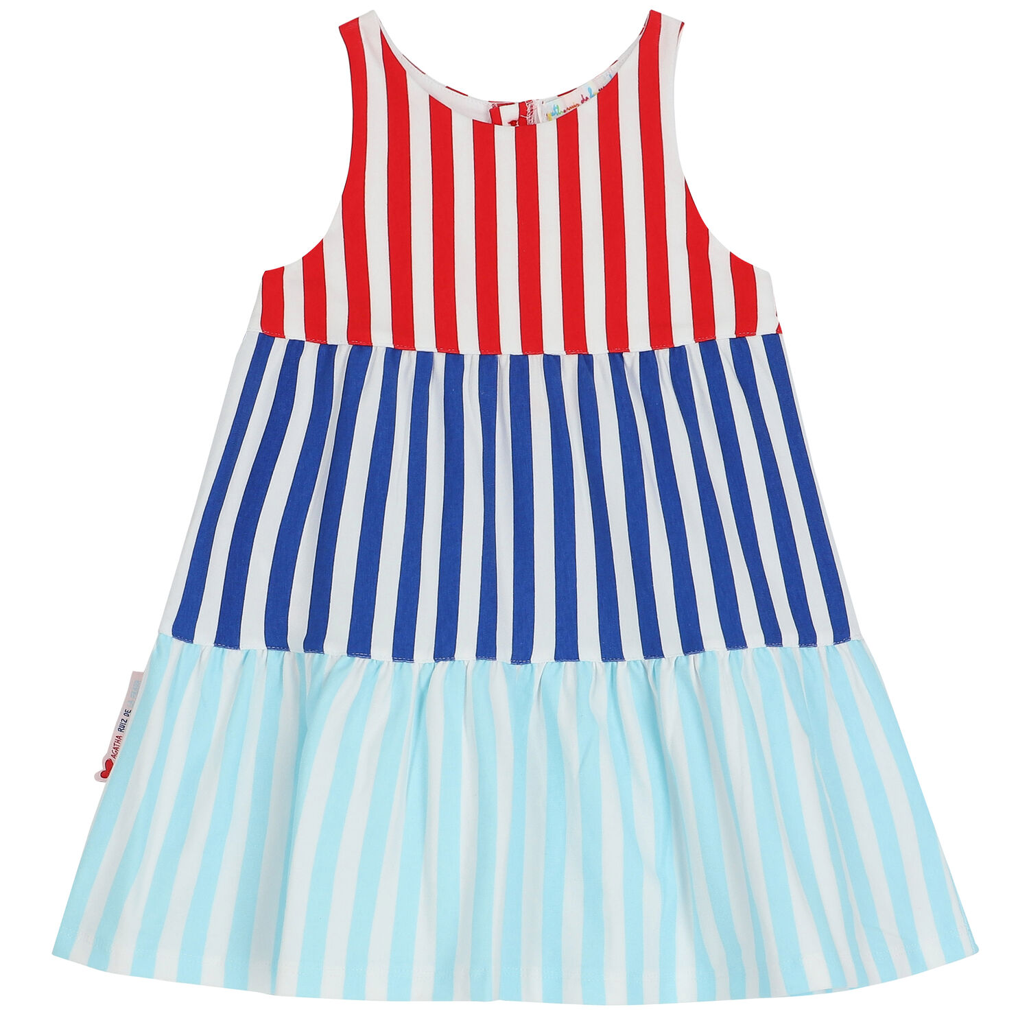 Girls Red, White & Blue Striped Dress, 1, hi-res