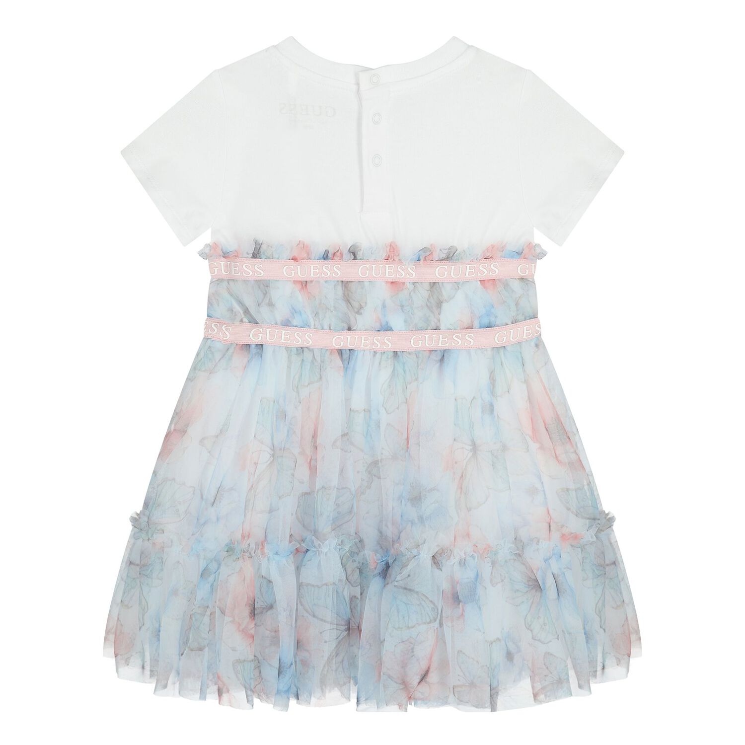 Baby Girls White & Blue Logo Tulle Dress Set, 1, hi-res