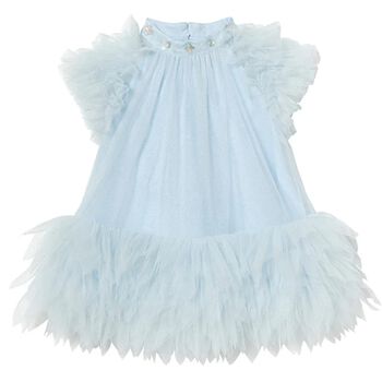 Baby Girls Blue Embellished Tulle Dress Set