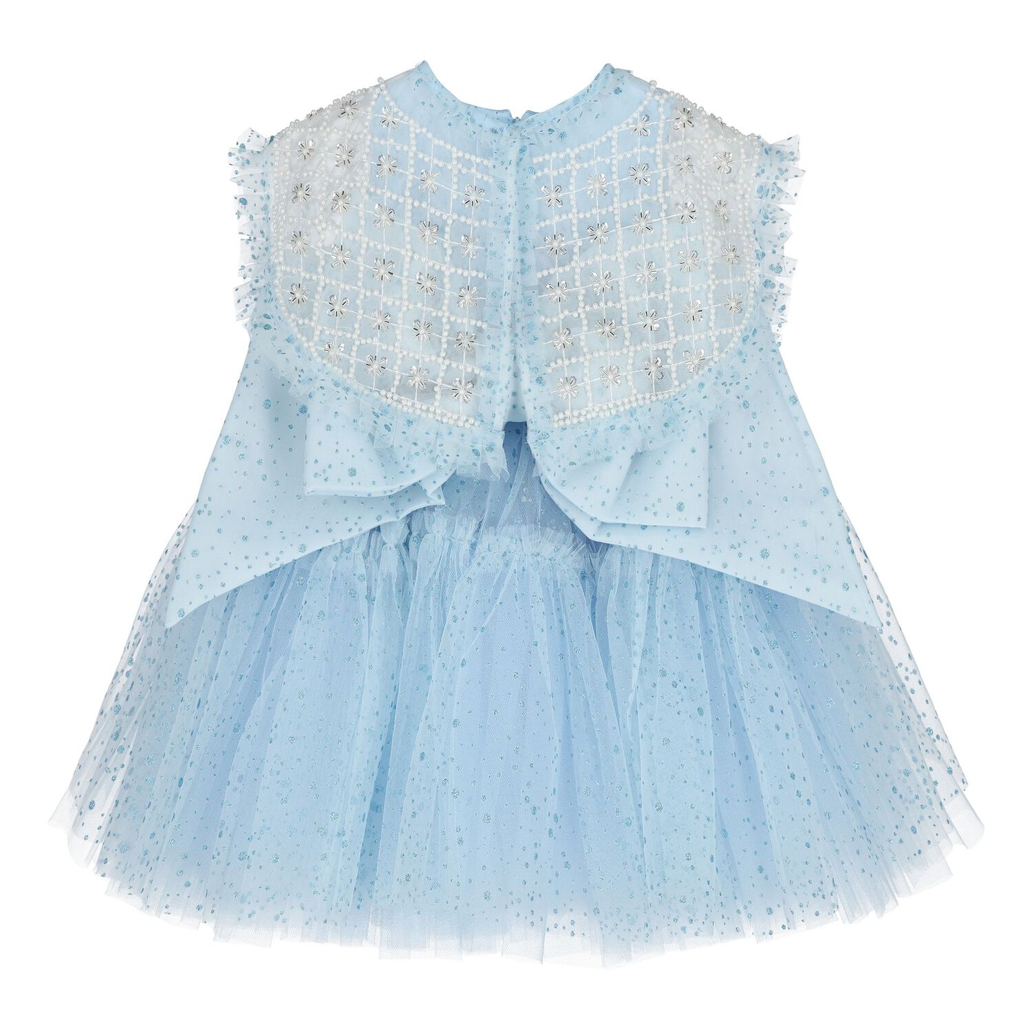 Younger Girls Blue Tulle Dress, 1, hi-res