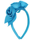 Girls Blue Floral Satin Headband, 1, hi-res