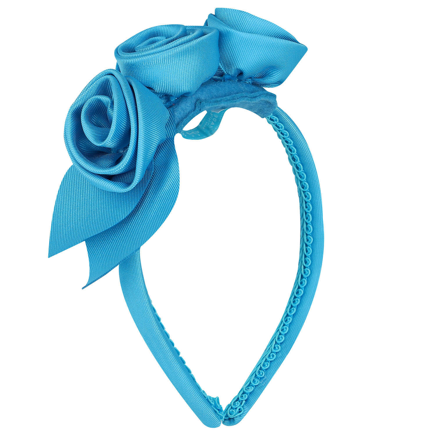 Girls Blue Floral Satin Headband, 1, hi-res image number null