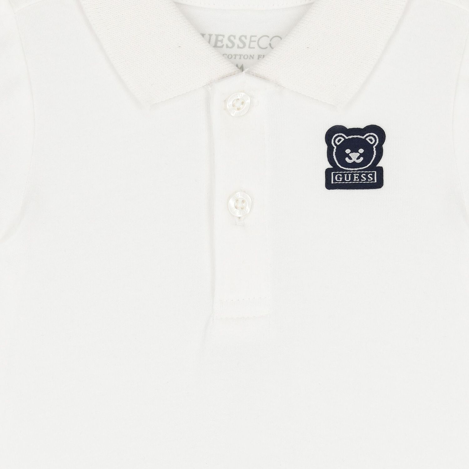 White Cotton Teddy Bear Bodysuit, 1, hi-res