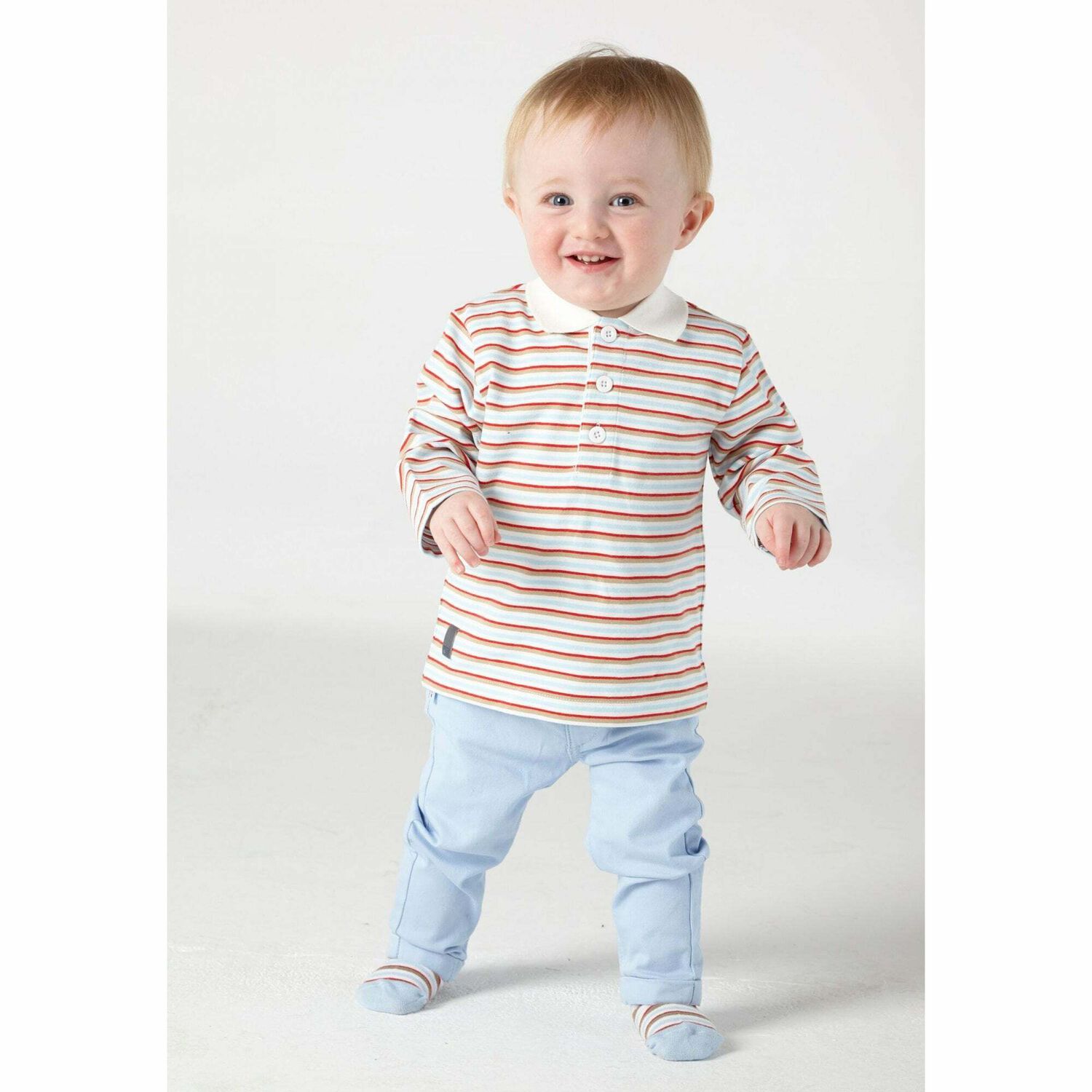 Boys Striped Polo Shirt, 1, hi-res