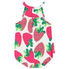 Baby Girls White & Pink Strawberry Romper, 1, hi-res