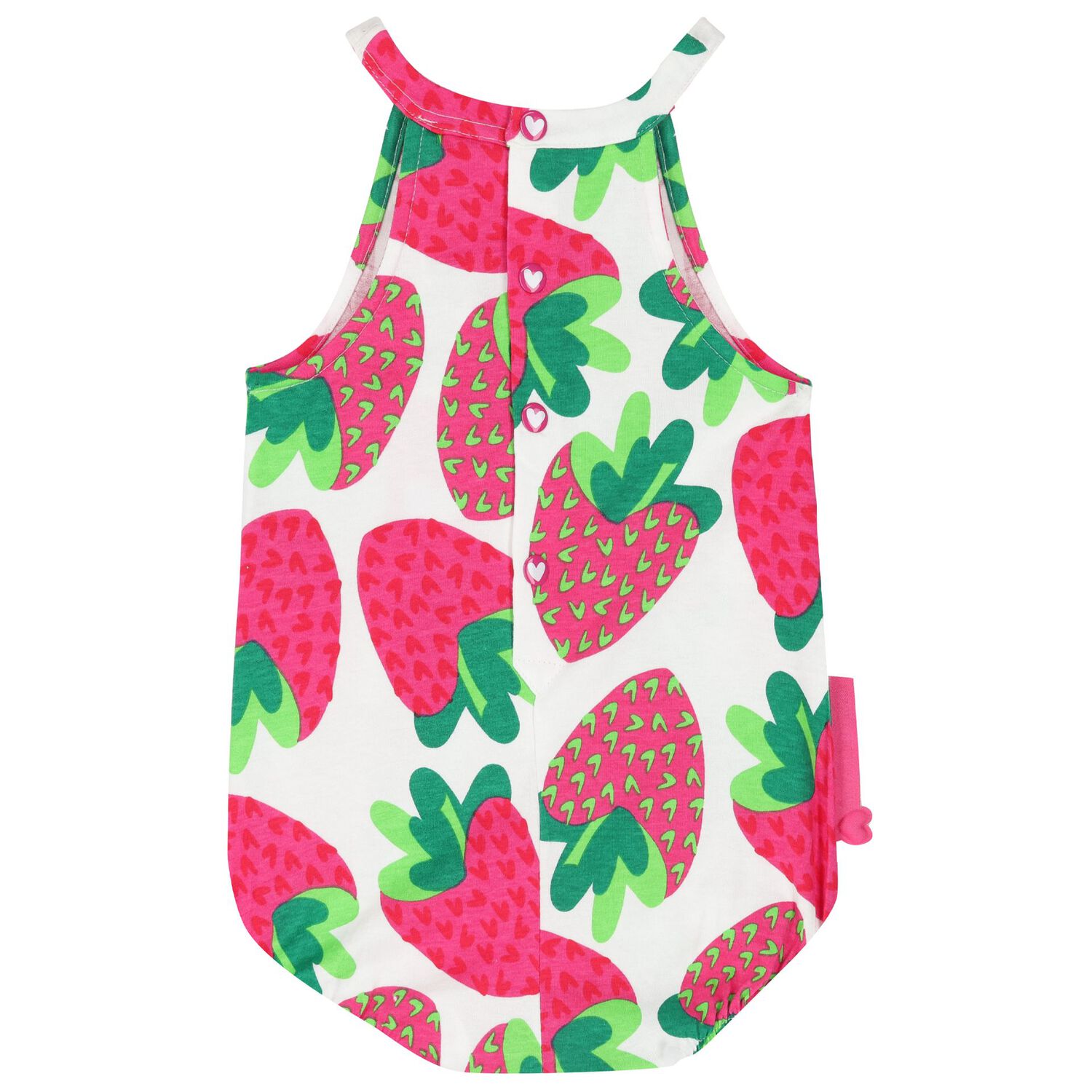 Baby Girls White & Pink Strawberry Romper, 1, hi-res