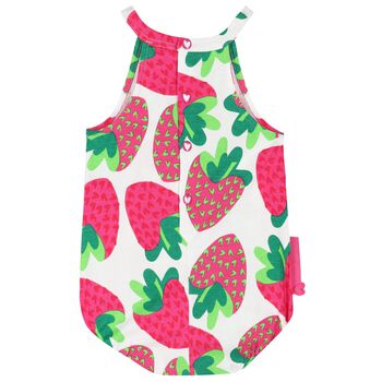 Baby Girls White & Pink Strawberry Romper