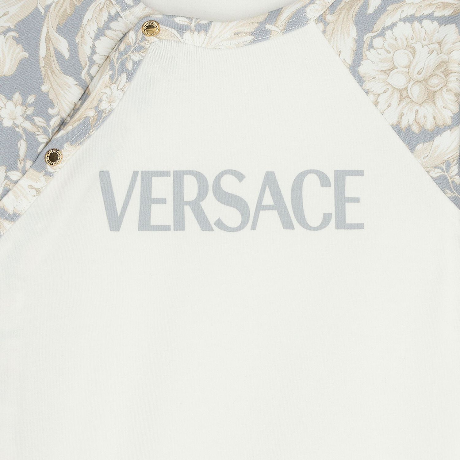 Baby Girls Ivory & Grey Barocco Babygrow, 1, hi-res