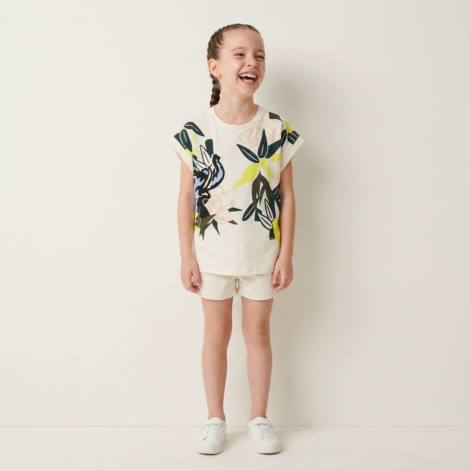 Girls Ivory Elephant Jungle Dress , 1, hi-res