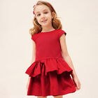 Girls Red Ruffle Bow Dress, 1, hi-res