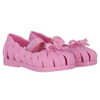 Younger Girls Pink Bow Shoes