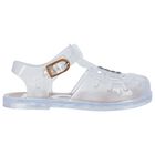 Girls Transparent Logo Jelly Sandals, 1, hi-res
