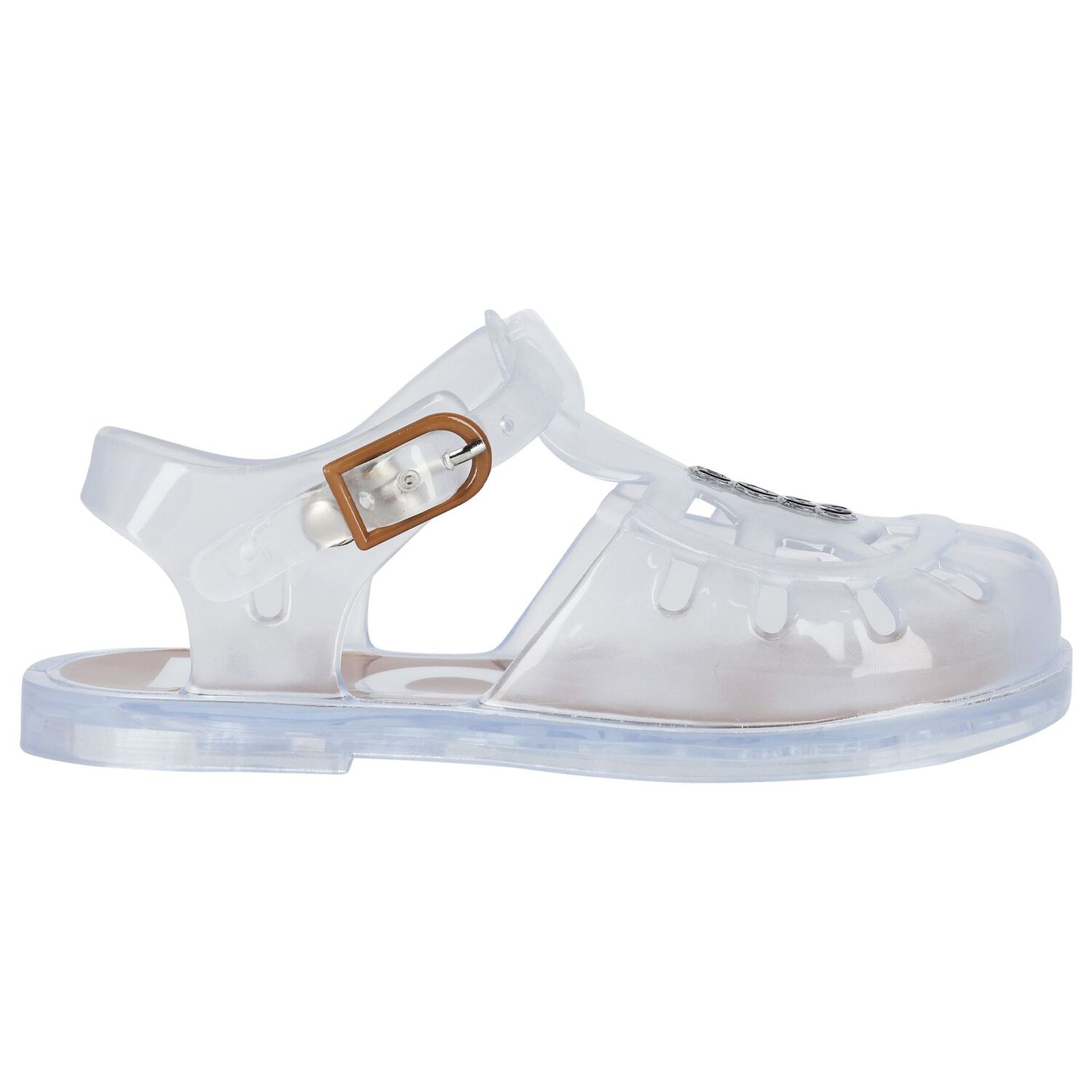 Girls Transparent Logo Jelly Sandals, 1, hi-res image number null