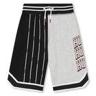 Boys Black & Grey Logo Shorts, 1, hi-res