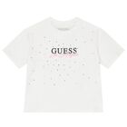 Girls White Embellished Logo T-Shirt, 1, hi-res