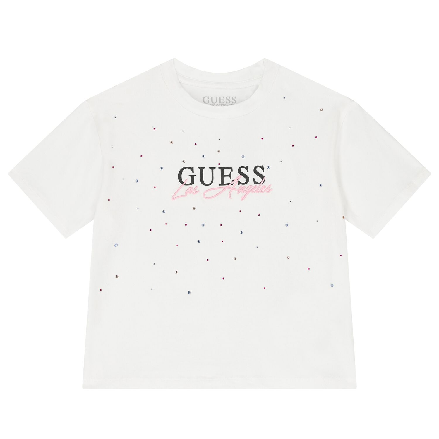 Girls White Embellished Logo T-Shirt, 1, hi-res image number null
