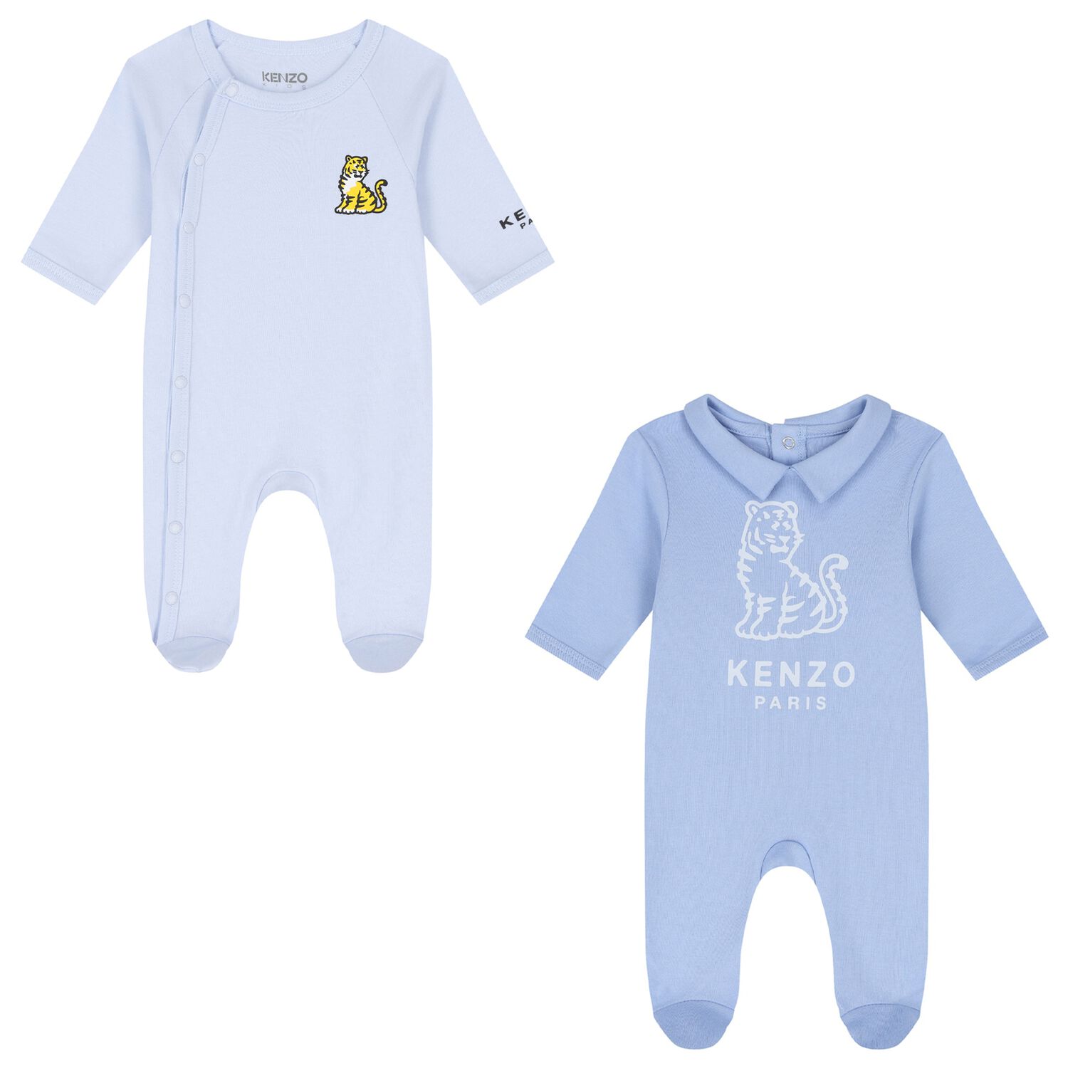 Blue Tiger Logo Babygrows ( 2 Pack ), 2, hi-res