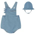 Baby Boys Blue Denim Crocodile Romper Set, 1, hi-res