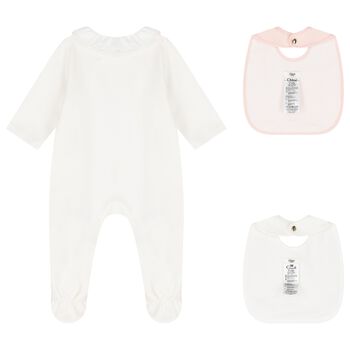 Baby Girls Ivory & Pink Babygrow Gift Set