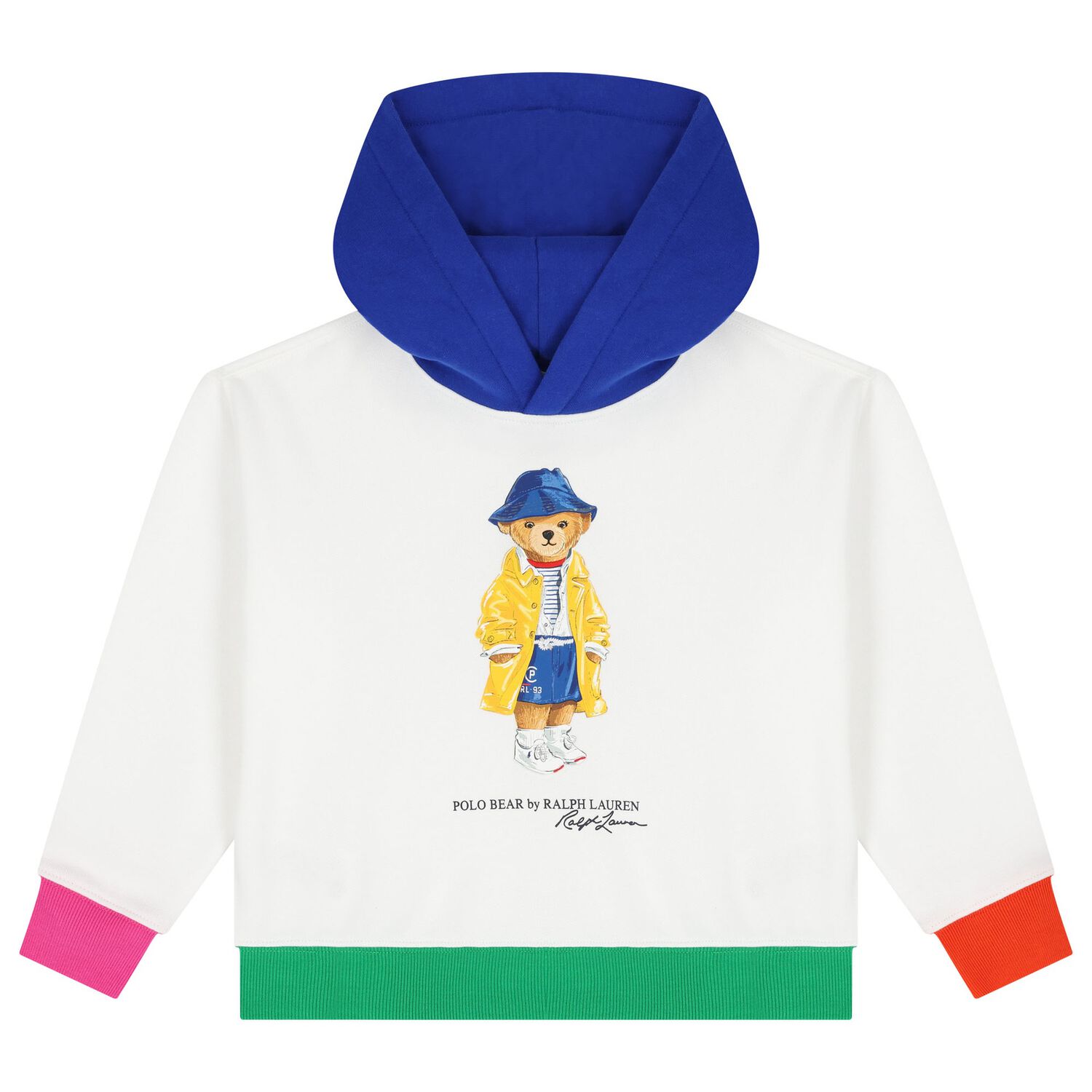 Girls White Polo Bear Hooded Top, 1, hi-res image number null
