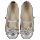 Girls Silver Embellished Bow Shoes, 1, hi-res