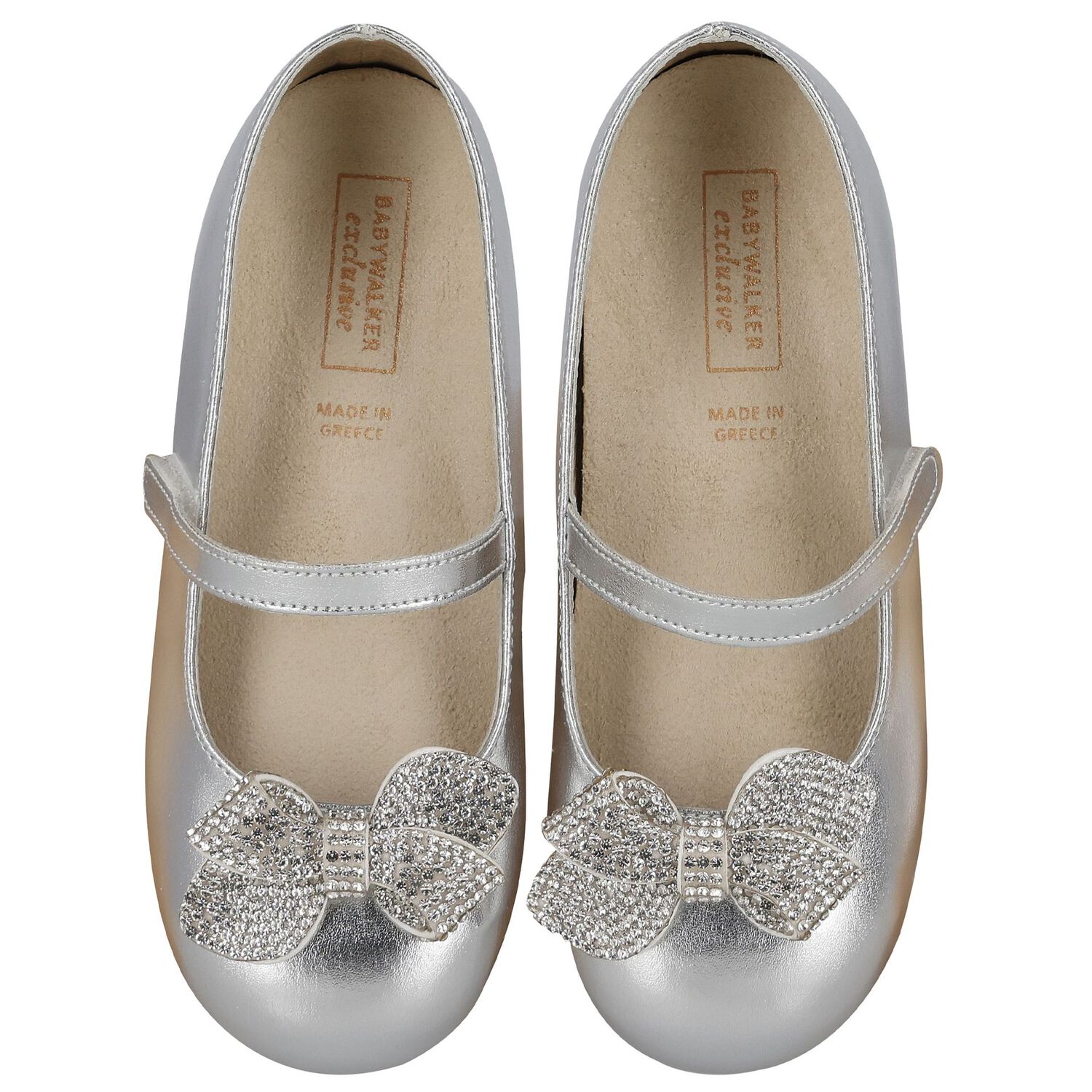 Girls Silver Embellished Bow Shoes, 1, hi-res